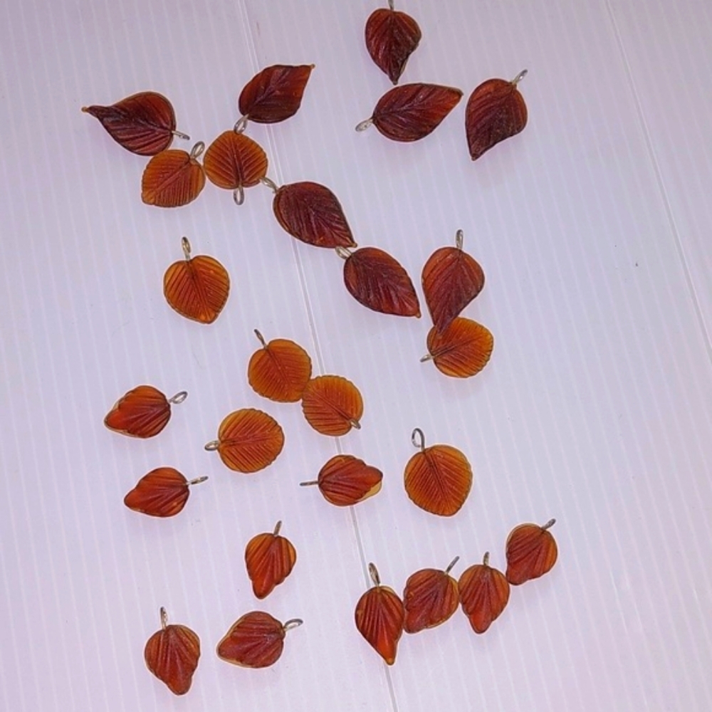 Leaf pressed Glasswork Pendant. EACH one is Handpressed .Vintage 1970s